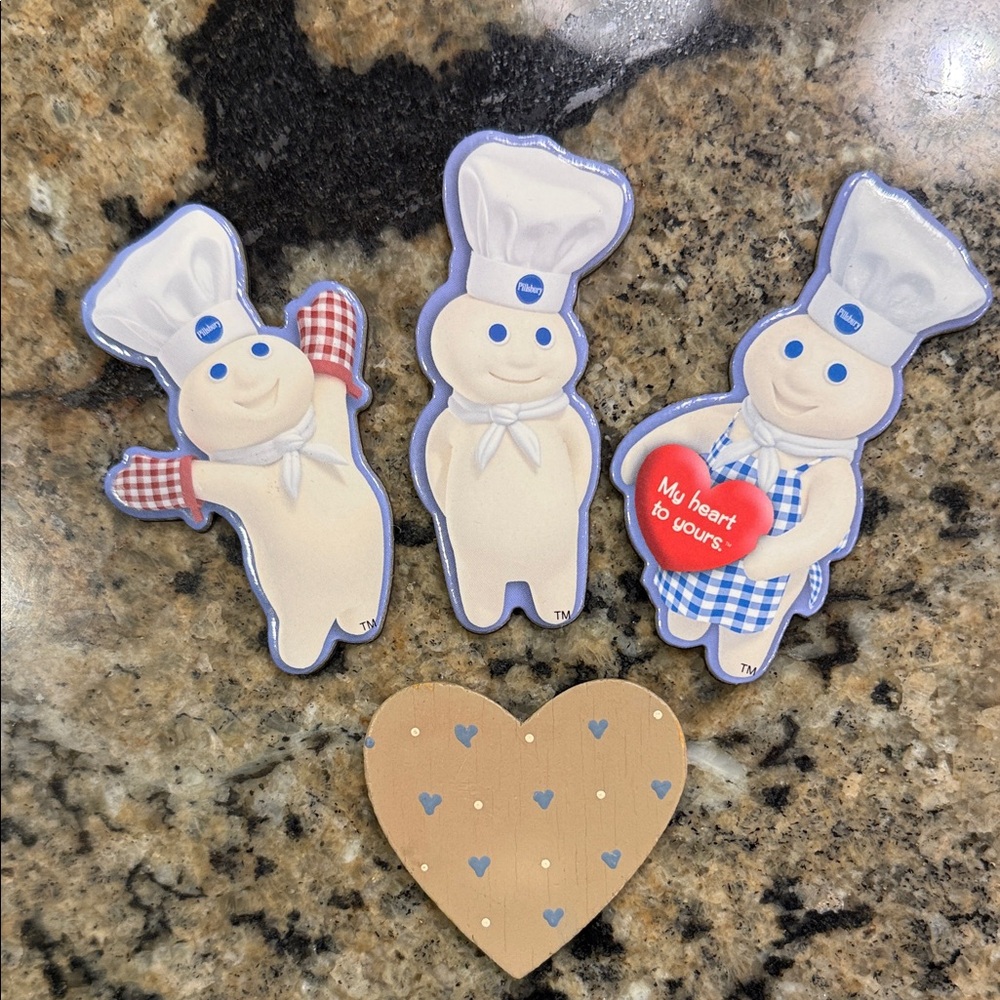 My Heart belongs to yours ❤️ Pillsbury doughboy magnets +wooden heart magnet